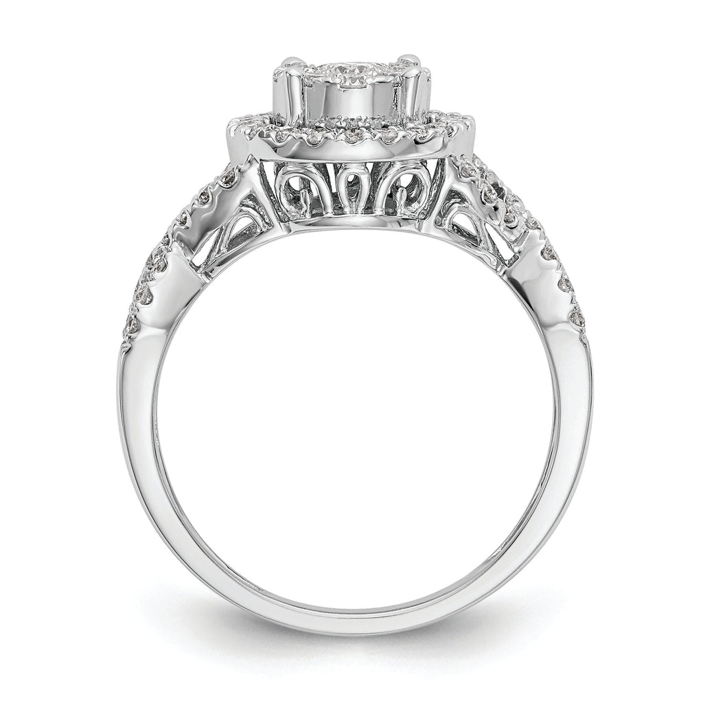 14k White Gold 3/4 carat Lab Grown Diamond VS/SI+ G+ Complete Cluster Engagement Ring