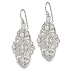 Sterling Silver Polished Fancy CZ Dangle Shephard Hook Earrings
