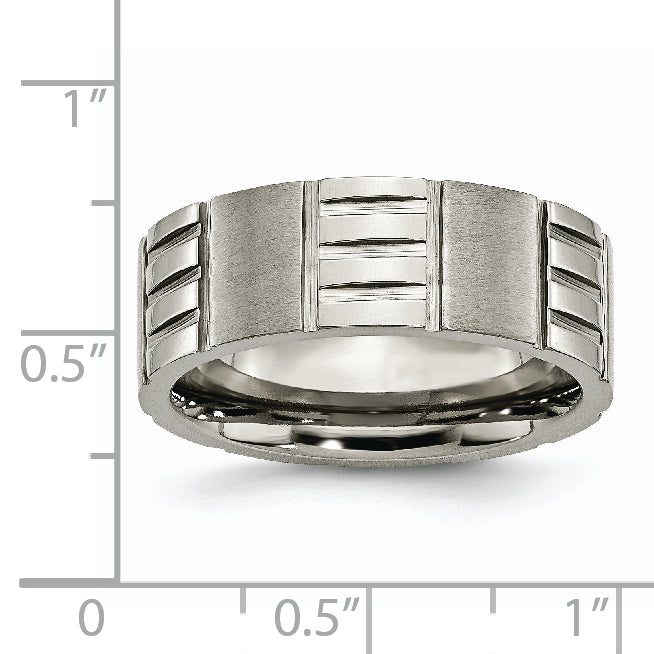 Notched Wedding Band in Titanium, 8mm