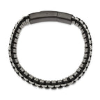Stainless Steel Brushed Black IP Black/Grey Nylon Bracelet for Men