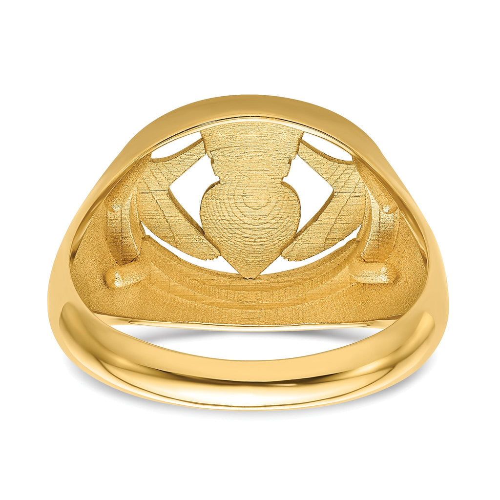 14k .01ct. Diamond and Onyx Mens Claddagh Ring Mounting (No Stone Included)