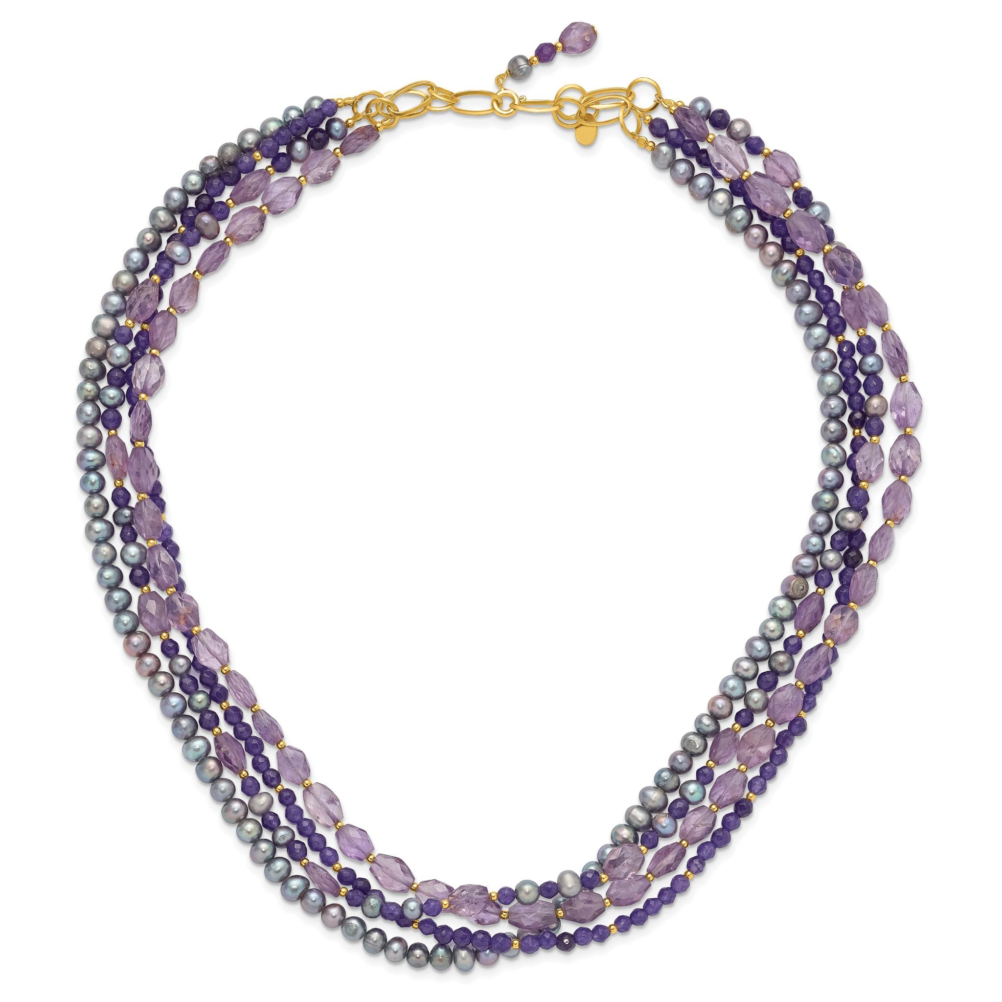 Sterling Silver Gold-plated Multi Stone Adj. 17in or 40in Necklace Secondary image