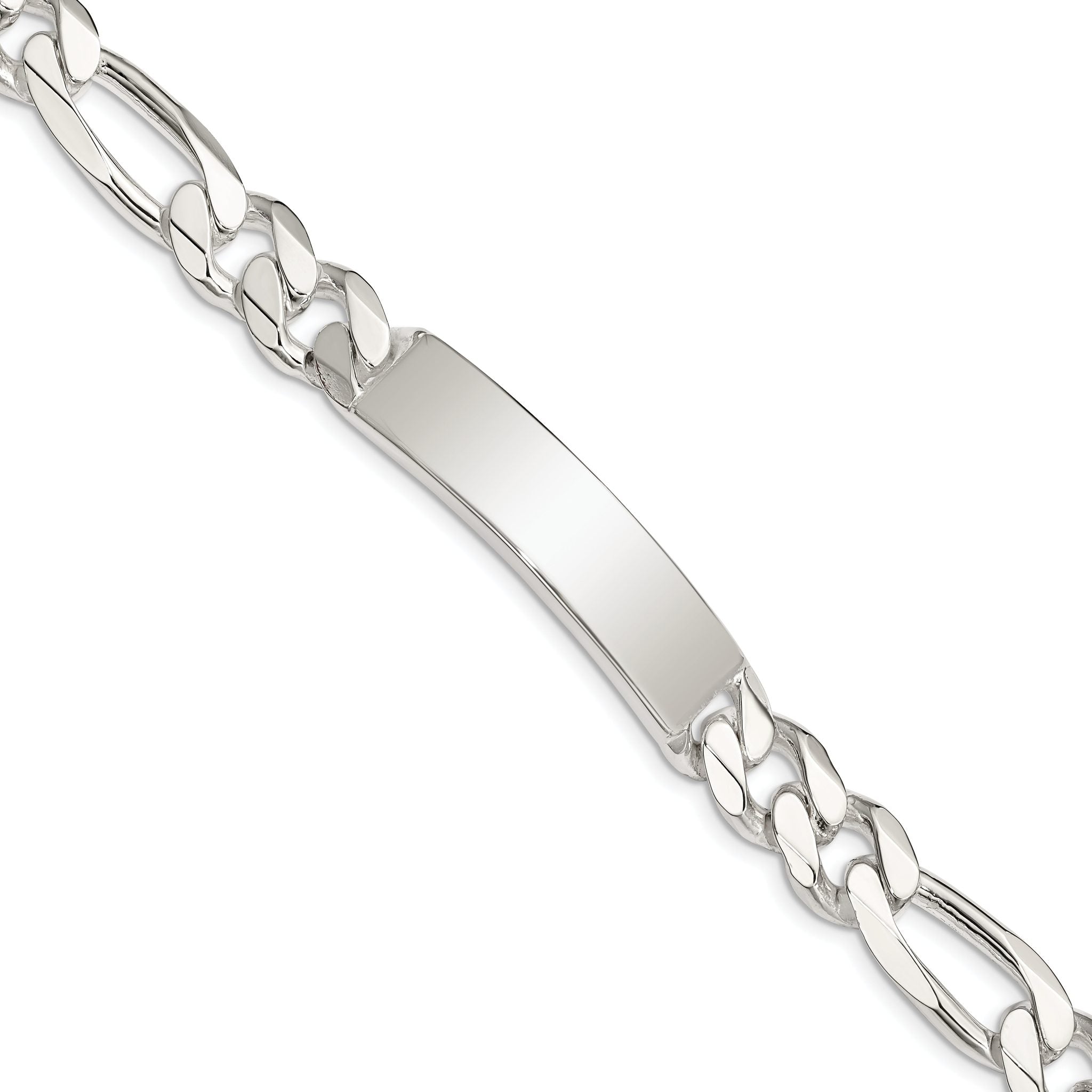 Sterling Silver Figaro Link ID Bracelet Main image
