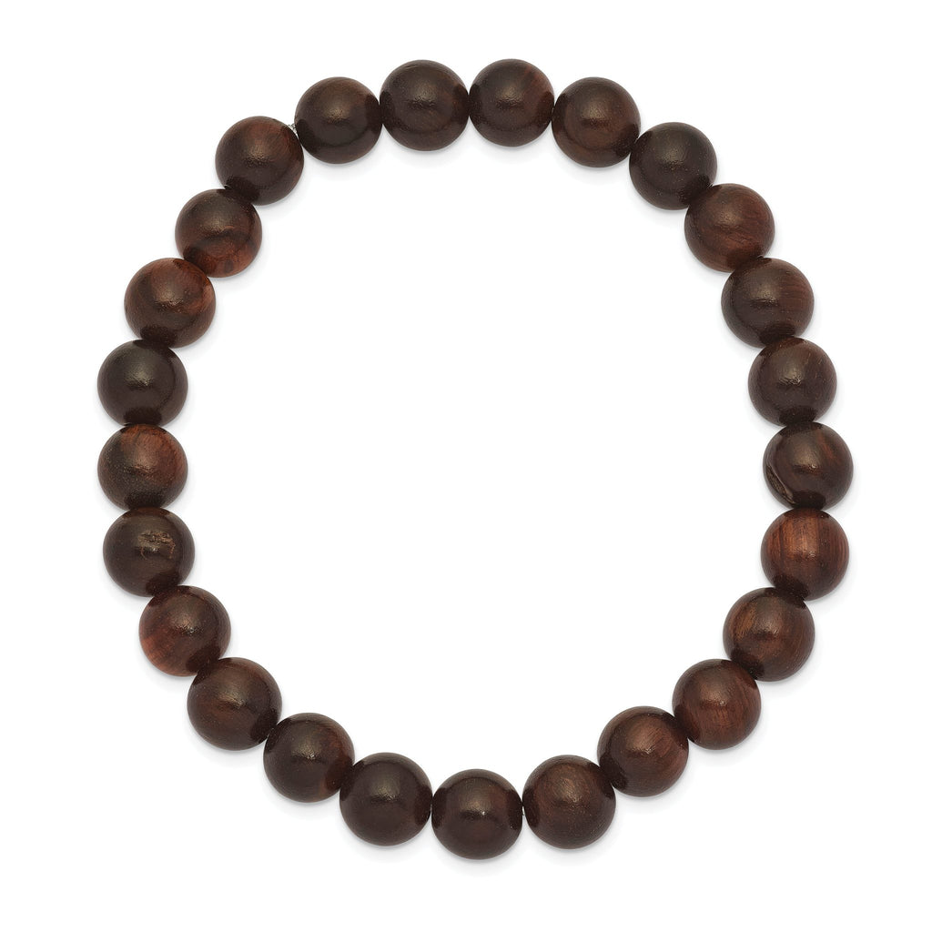 8mm Red Sandalwood Beaded Stretch Bracelet for Men