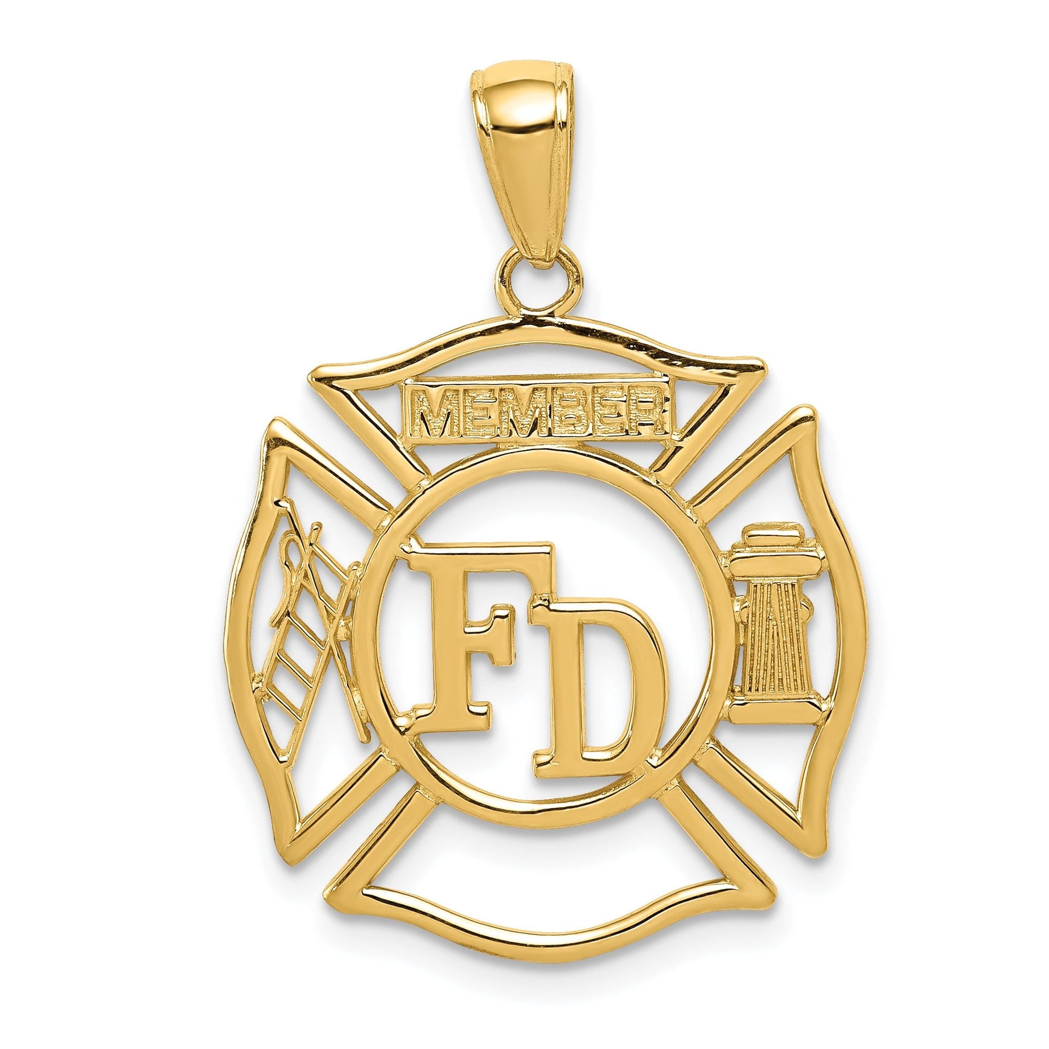 14K Gold Men's Shield Pendant with Polished Finish Solid Craft
