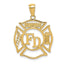 14K Gold Men's Shield Pendant with Polished Finish Solid Craft