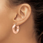 Sterling Silver Rose-Tone Polished Hoop Earrings