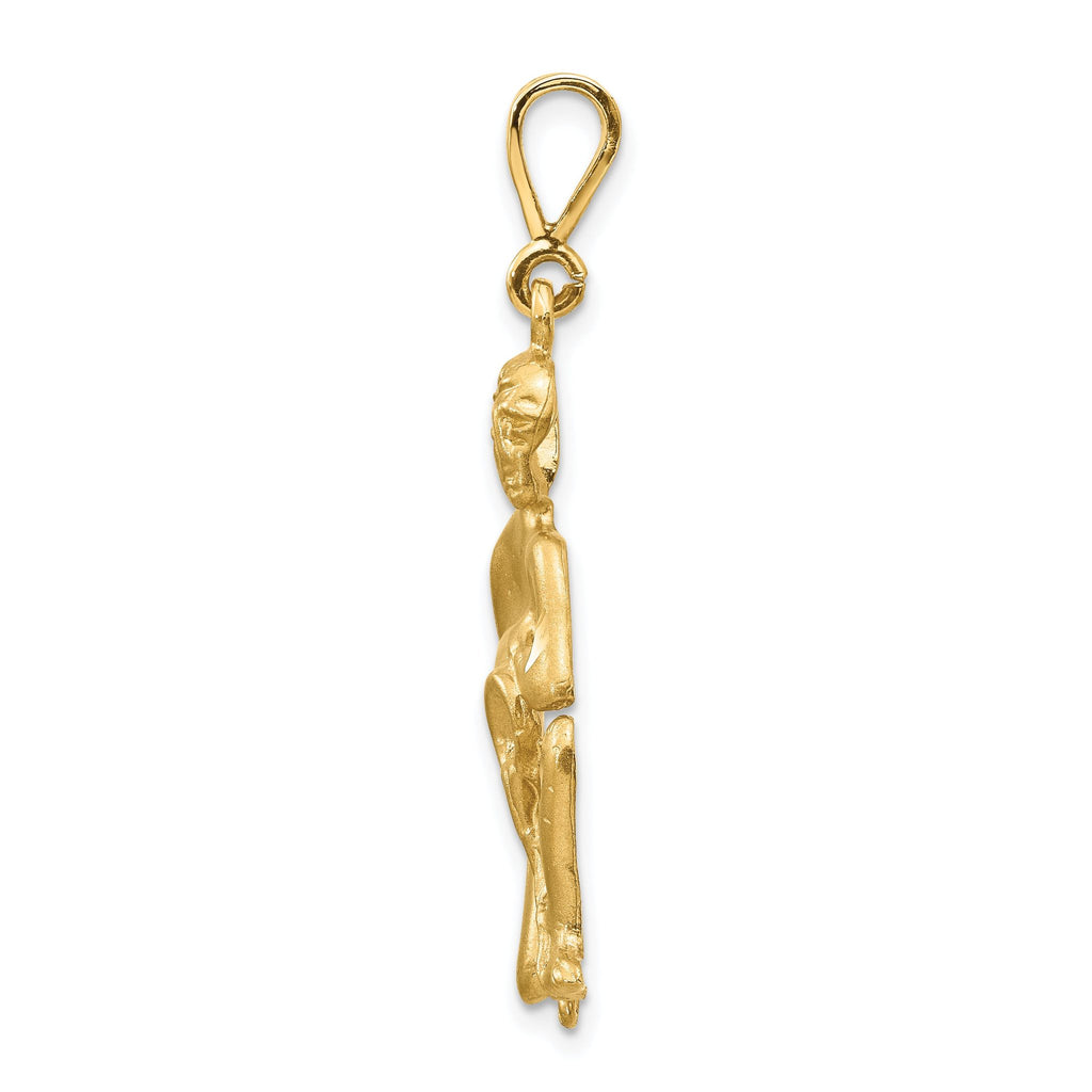14K Gold Satin Diamond-Cut Aquarius Zodiac Charm  Elegant Themed Design