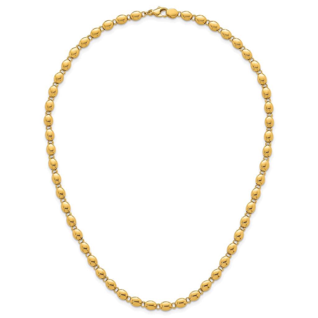 14k Polished 5.25mm Round Fancy Beaded 18 inch Necklace