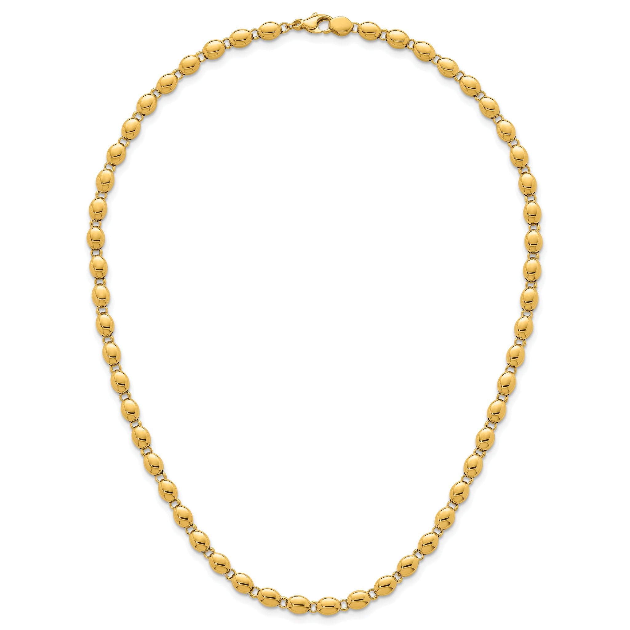 14k Polished 5.25mm Round Fancy Beaded 18 inch Necklace