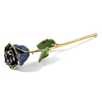 Black Lacquer Dipped Gold Trimmed with Glitter Real Rose