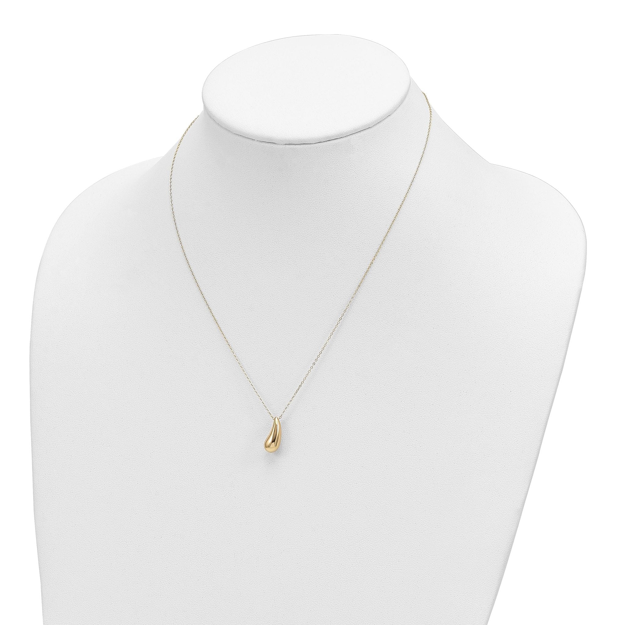 Sophia Jewelers 14K Gold Polished Teardrop Necklace with Elegant Rolo Chain