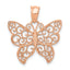 14K Rose Gold Filigree Butterfly Pendant with Polished Finish Elegant Design