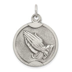 Sophia Jewelers Sterling Silver 925 Praying Hands Antique Solid Pendant