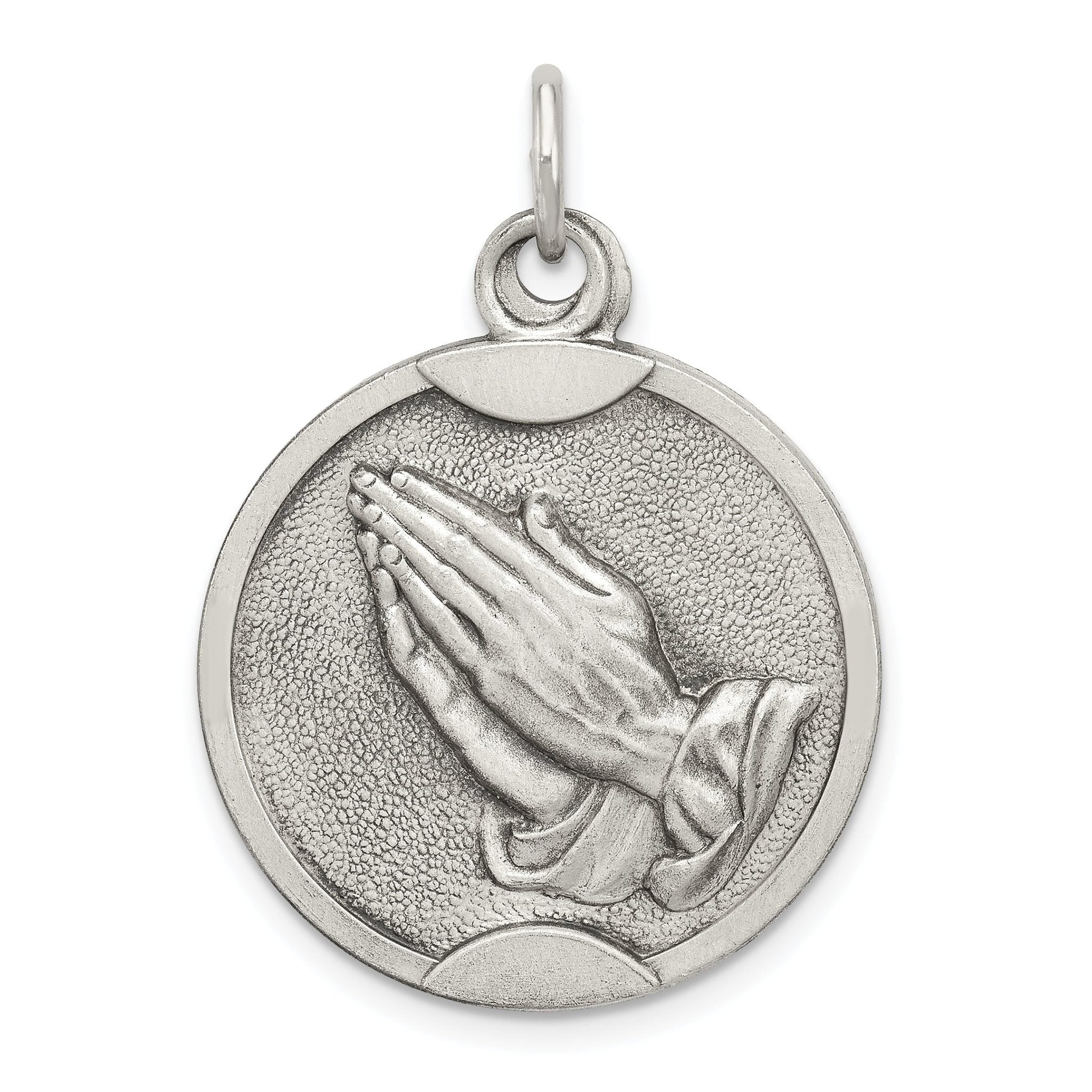 Sophia Jewelers Sterling Silver 925 Praying Hands Antique Solid Pendant