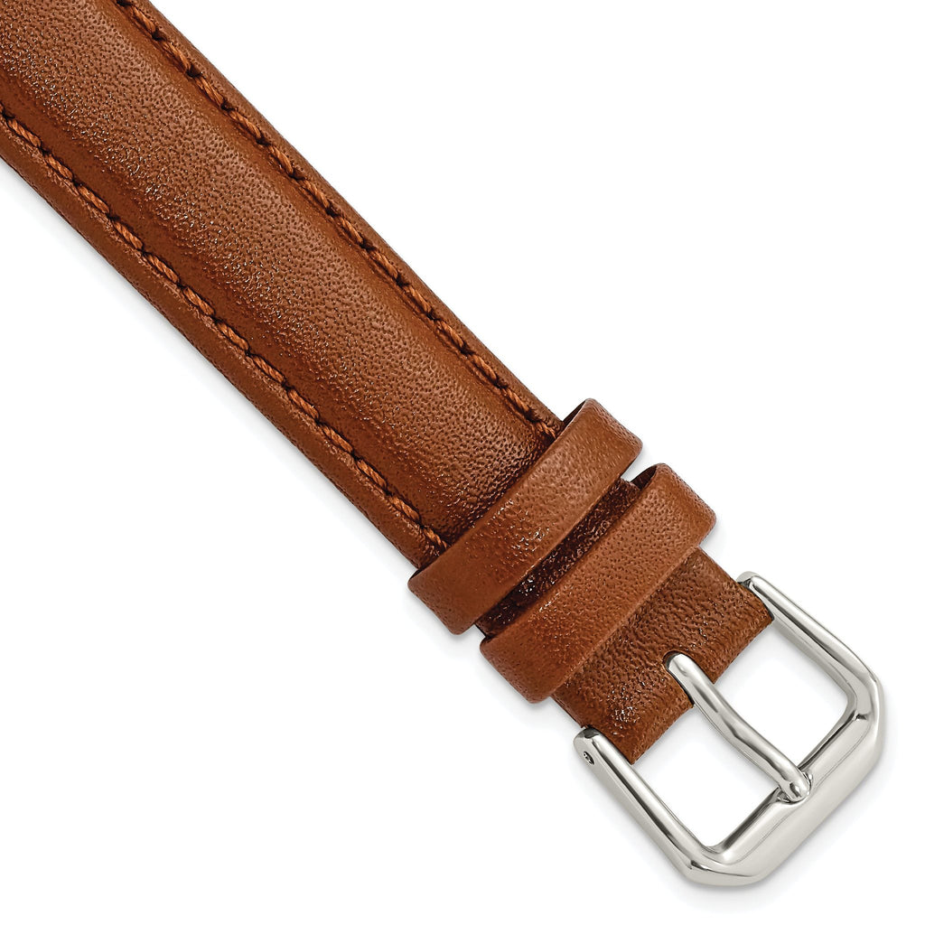 Havana Smooth Leather Watch Band in Silver-Tone Buckle, 6mm