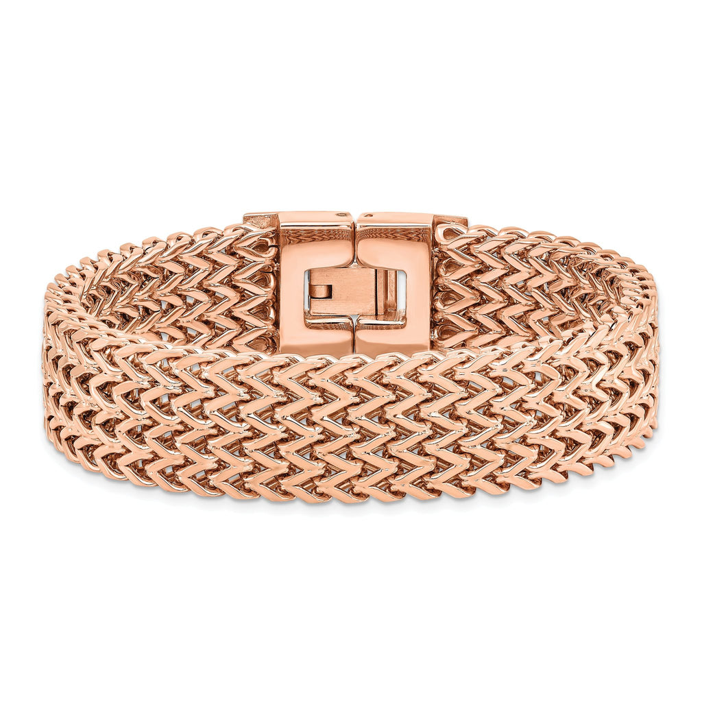 Stainless Steel Brushed Rose IP-plated Woven Bracelet for Women