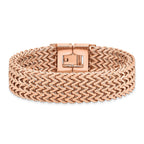 Stainless Steel Brushed Rose IP-plated Woven Bracelet for Women