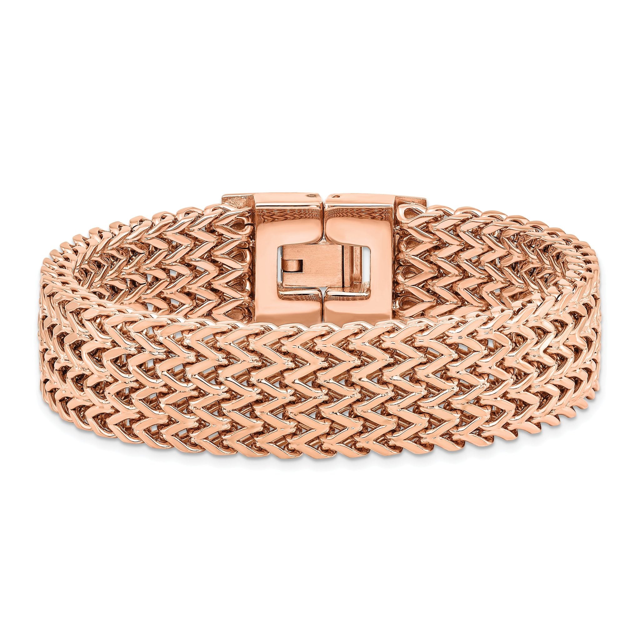 Stainless Steel Brushed Rose IP-plated Woven Bracelet for Women