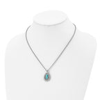 Stainless Steel Polished/Textured Synthetic Dyed Jade w/2in ext. Necklace