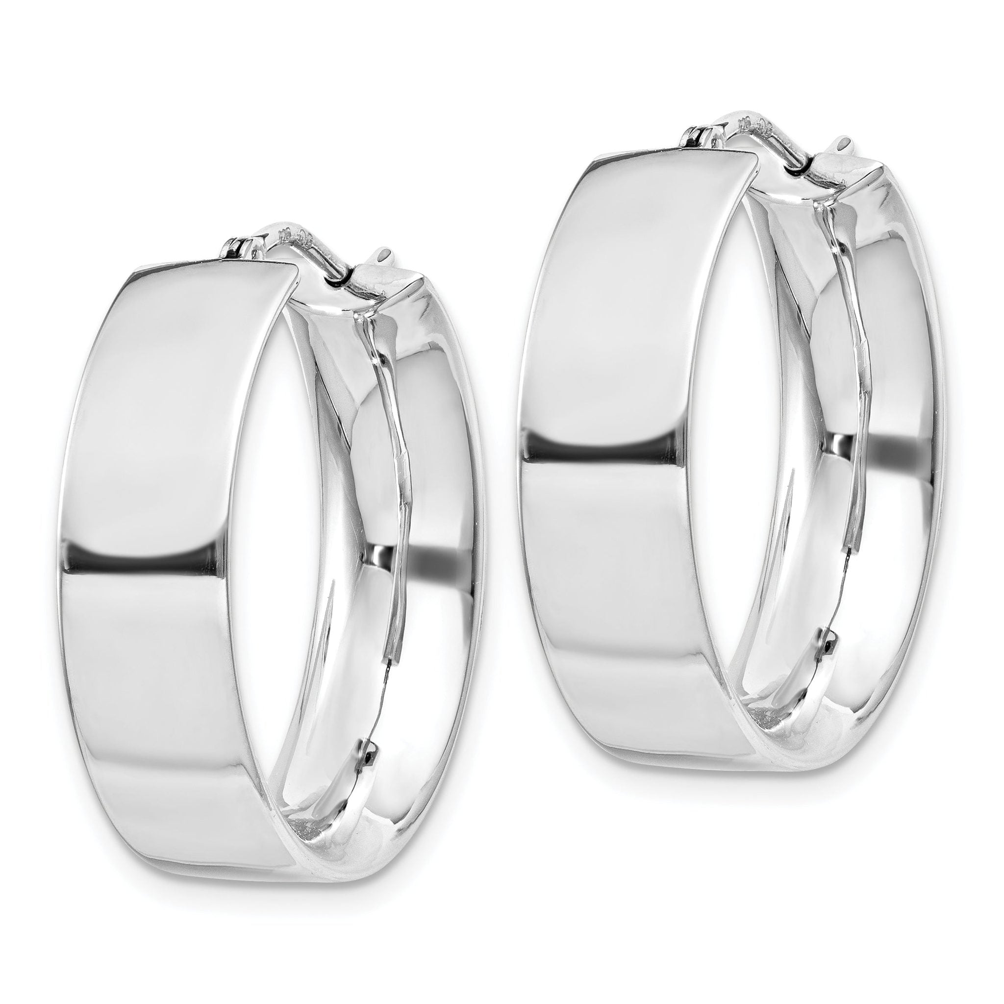 Sterling Silver Rhodium-Plated Hoop Earrings with Polished Finish Secondary image