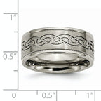 Chisel Titanium Brushed Center 9mm Scroll Design Band