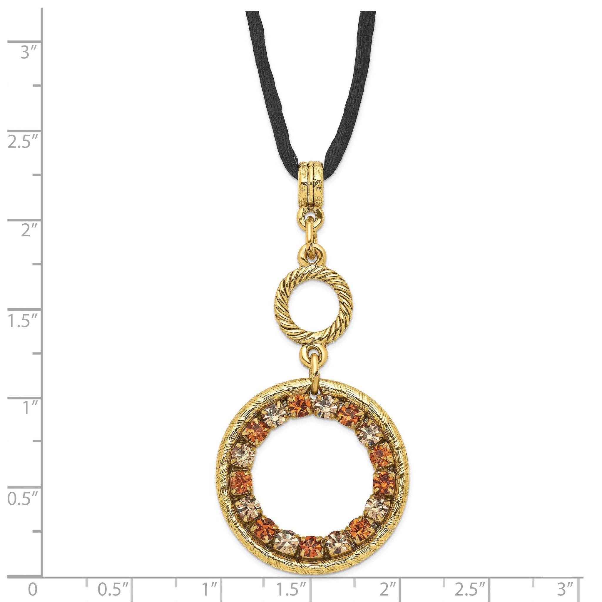 1928 Gold-tone Colorado Champagne Crystal With 3 in ext Necklace
