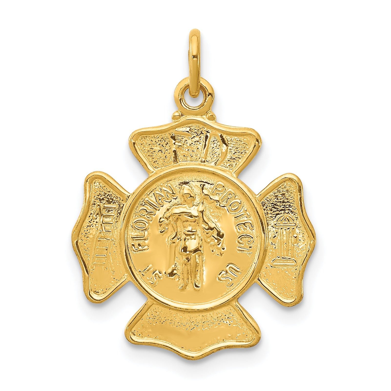 Gold-Plated Sterling Silver Fireman's Pendant with Polished Saint Florian Badge Main image