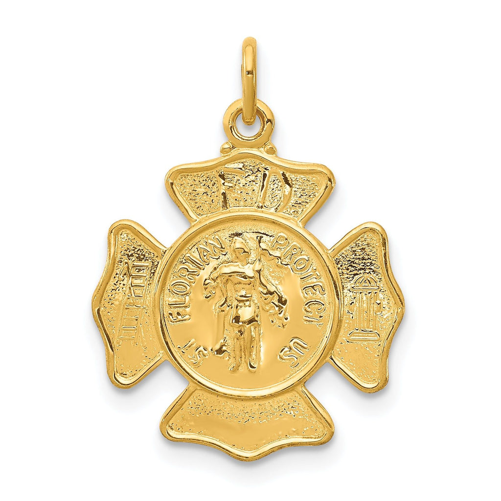 Gold-Plated Sterling Silver Fireman's Pendant with Polished Saint Florian Badge