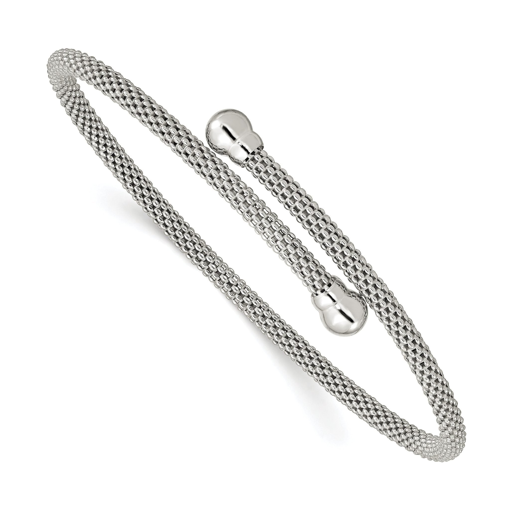 Sterling Silver Textured Flexible Bangle Main image