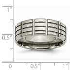 Grooved Wedding Band in Titanium, 8mm