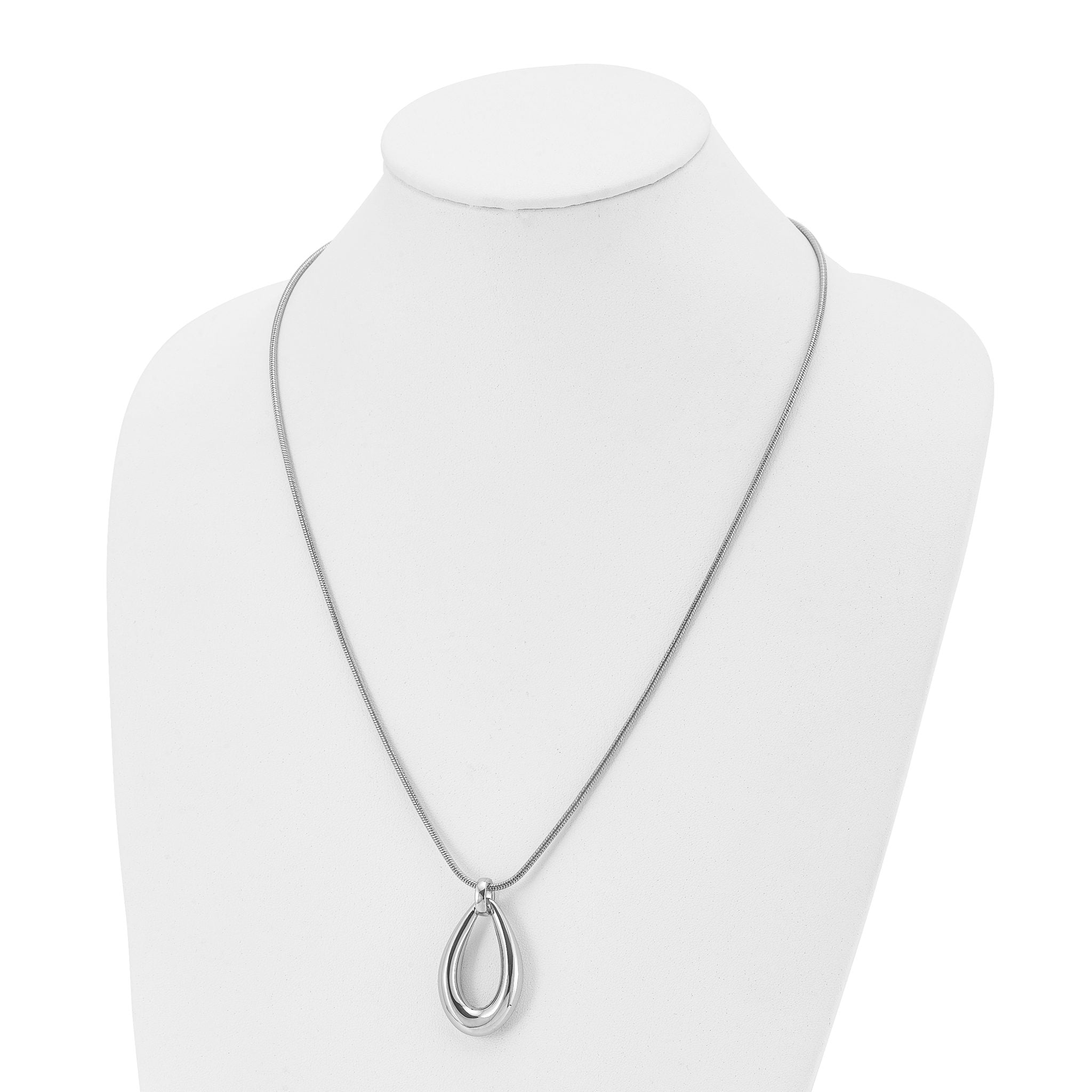 Stainless Steel Polished Teardrop Dangle 24in Necklace