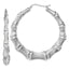 Sterling Silver Rhodium-plated Bamboo Round Hoop Earrings