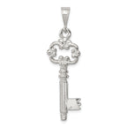 Sterling Silver 925 Polished Key Pendant with Anti-Tarnish Coating