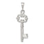 Sterling Silver 925 Polished Key Pendant with Anti-Tarnish Coating