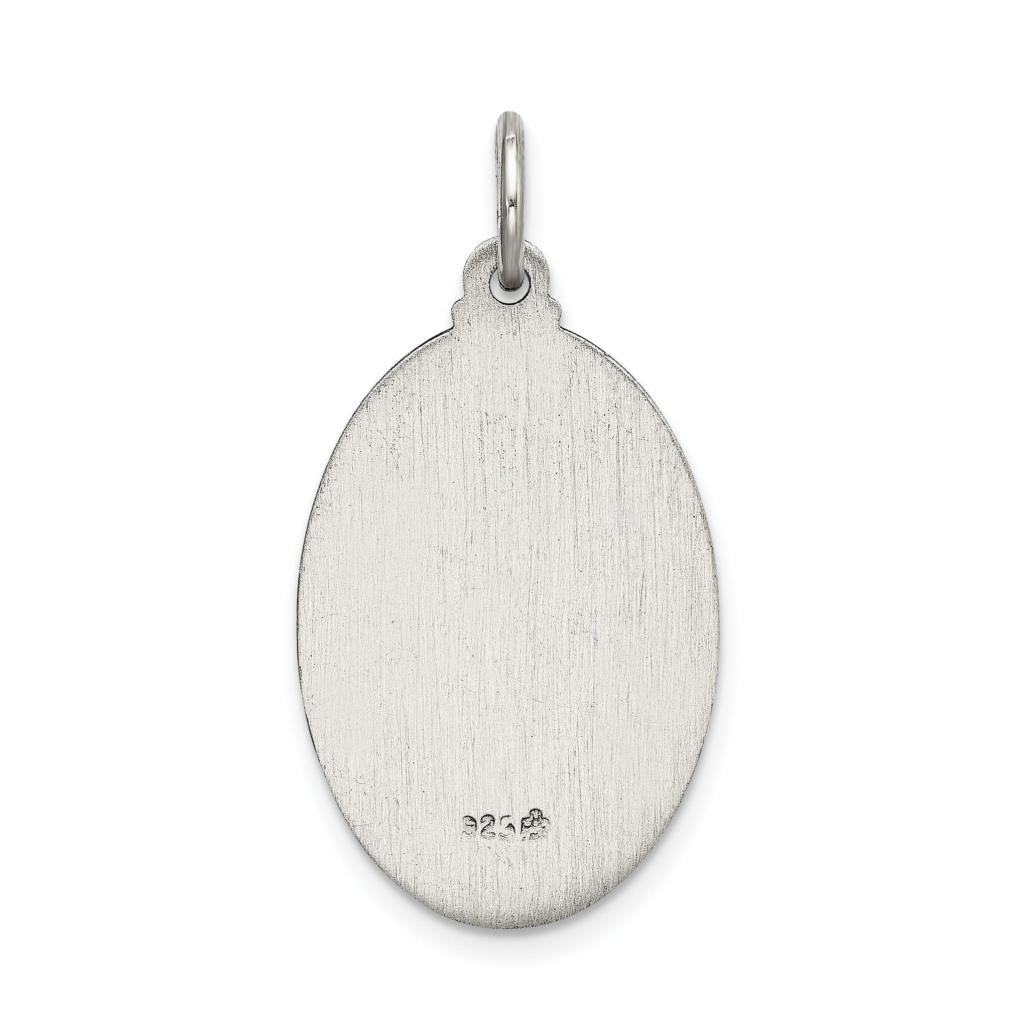 Sterling Silver 925 Antiqued Guadalupe Pendant with Satin Finish