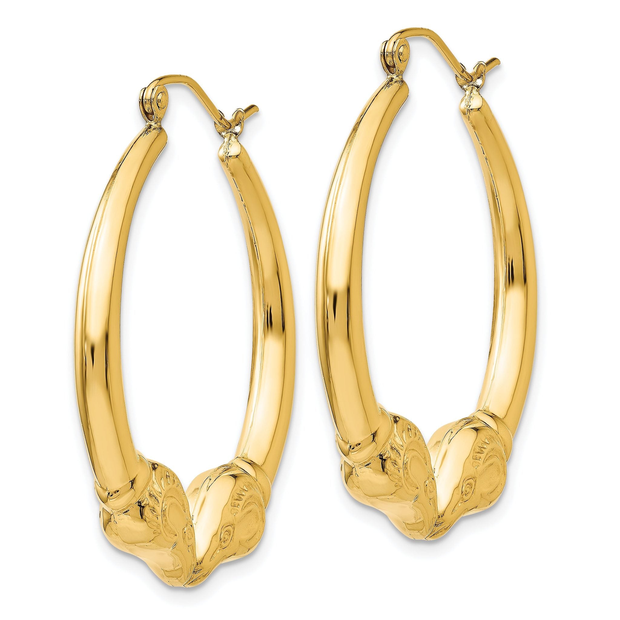 14K Gold Polished Ram Hoop Earrings for Women Elegant Creole Style Secondary image