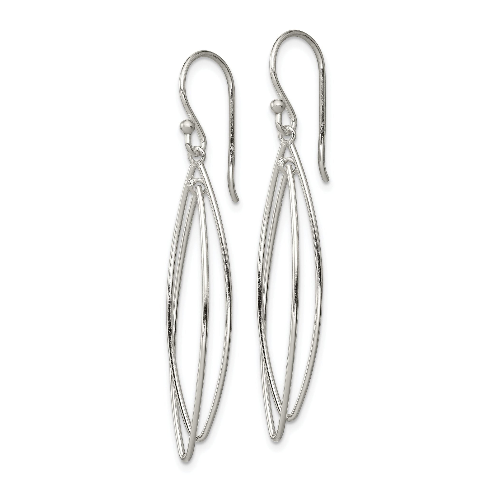 Sterling Silver Polished Double Marquise Shape Dangle Earrings Secondary image
