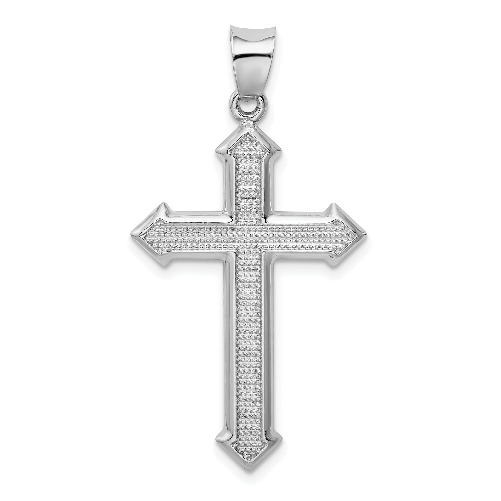 Sophia Jewelers Sterling Silver Rhodium-Plated Cross Pendant with Textured Finish Main image