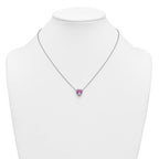 14kw 1/6 carat Lab Grown Diamond VS+ F+ and Genuine Pink Sapphire Complete 18 inch Heart Necklace