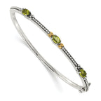 Sophia Jewelers Sterling Silver Peridot Bangle with 14K Gold Accents