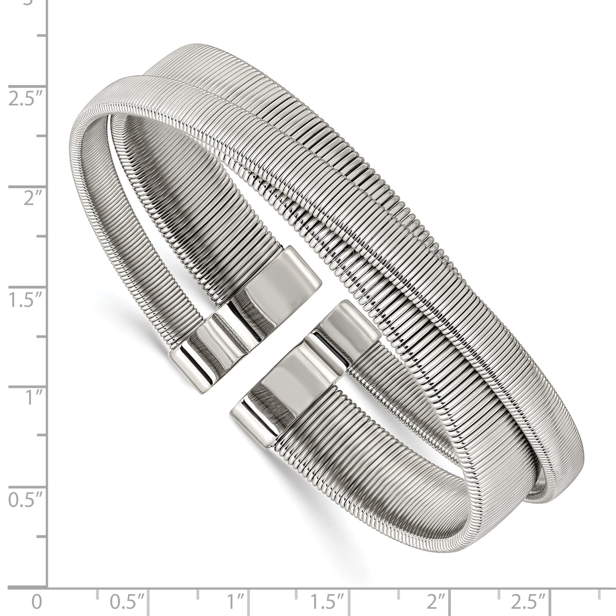 Stainless Steel Polished and Textured Moveable Cuff Bracelet for Women