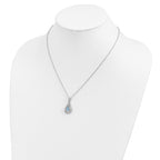 Sentimental Expressions Sterling Silver Rhodium-plated Mar. CZ Stone Never Forget Tear 18in Birthstone Necklace