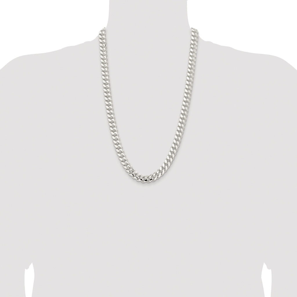 Sterling Silver Rhodium-plated 10.7mm Polished Domed Curb Chain