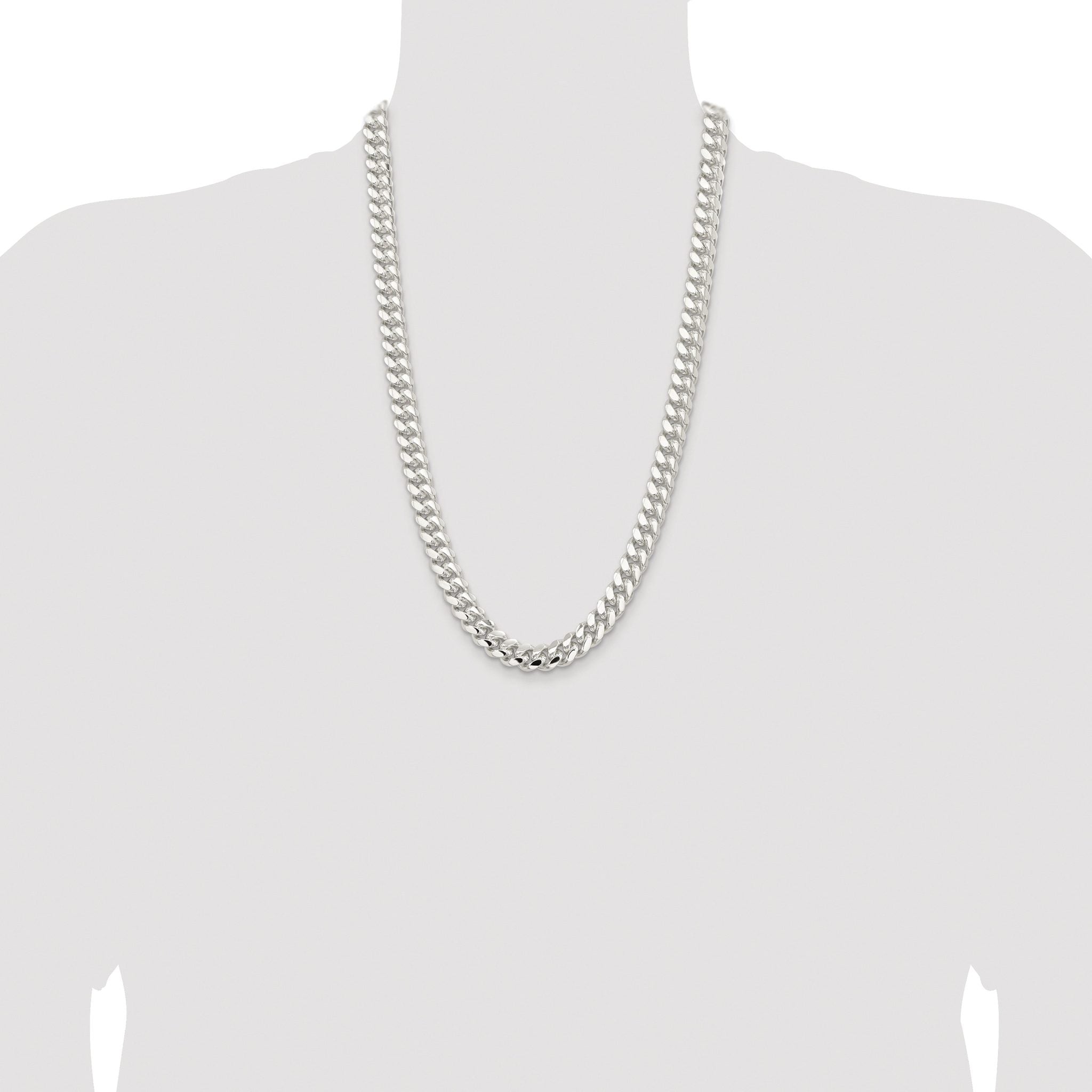 Sterling Silver Rhodium-plated 10.7mm Polished Domed Curb Chain