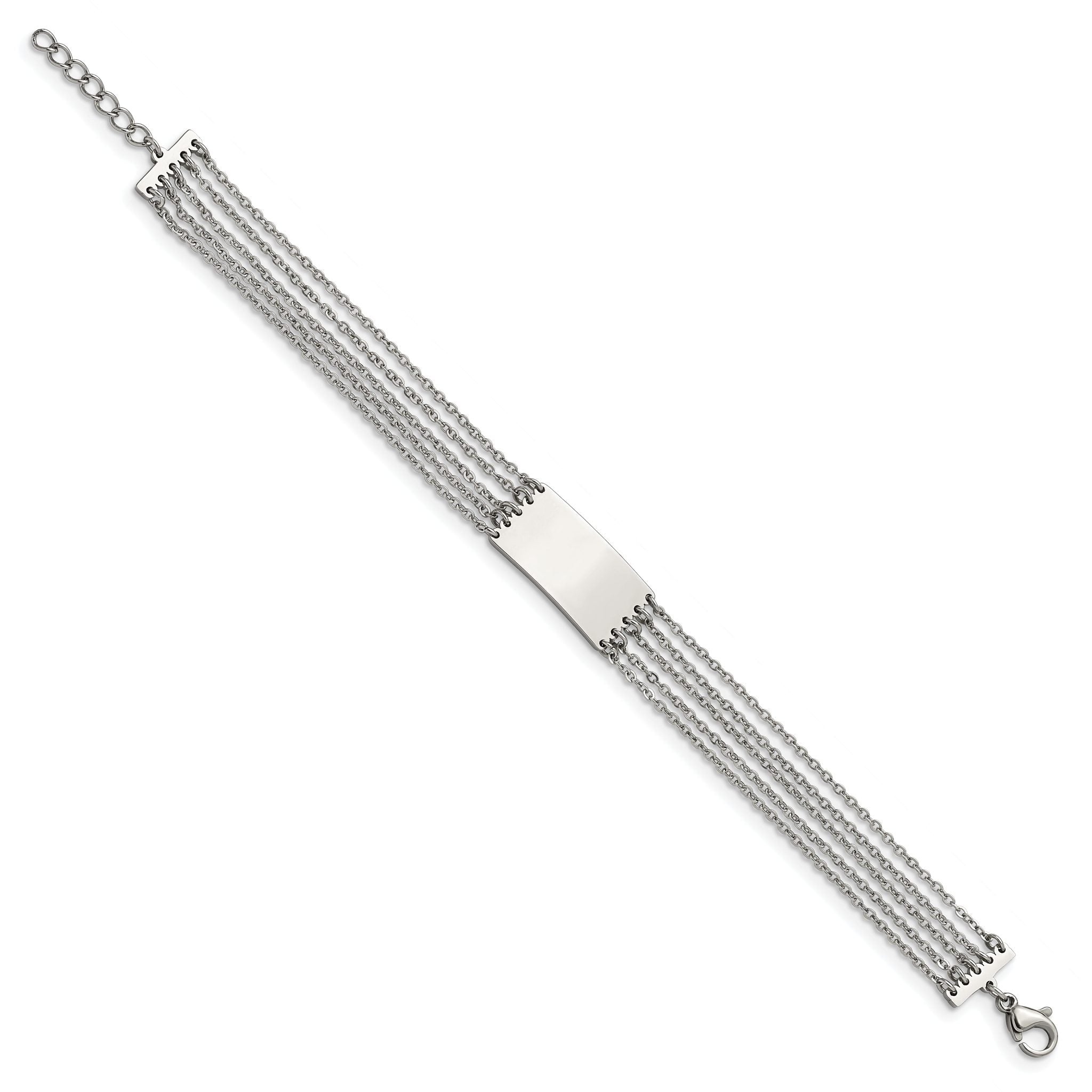 Stainless Steel Polished Multi Strand ID Bracelet with . Extension for Women Secondary image