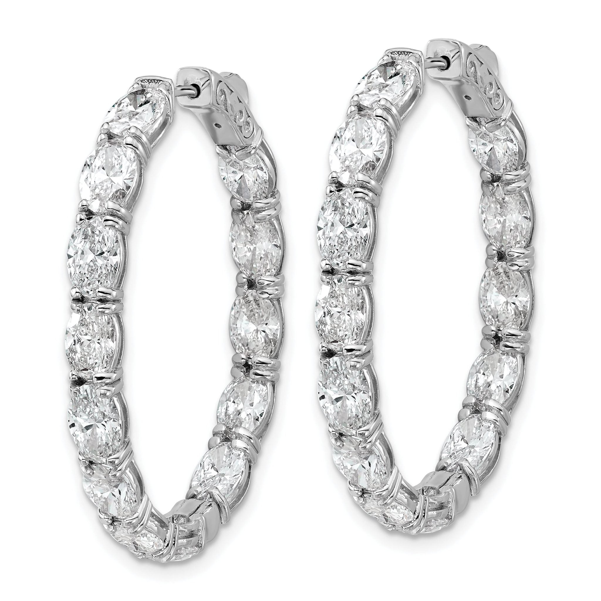 14K White Gold 8 5/8 ct Lab-Created Diamond VS/SI+ G+ Oval-Cut In-and-Out Hoop Earrings