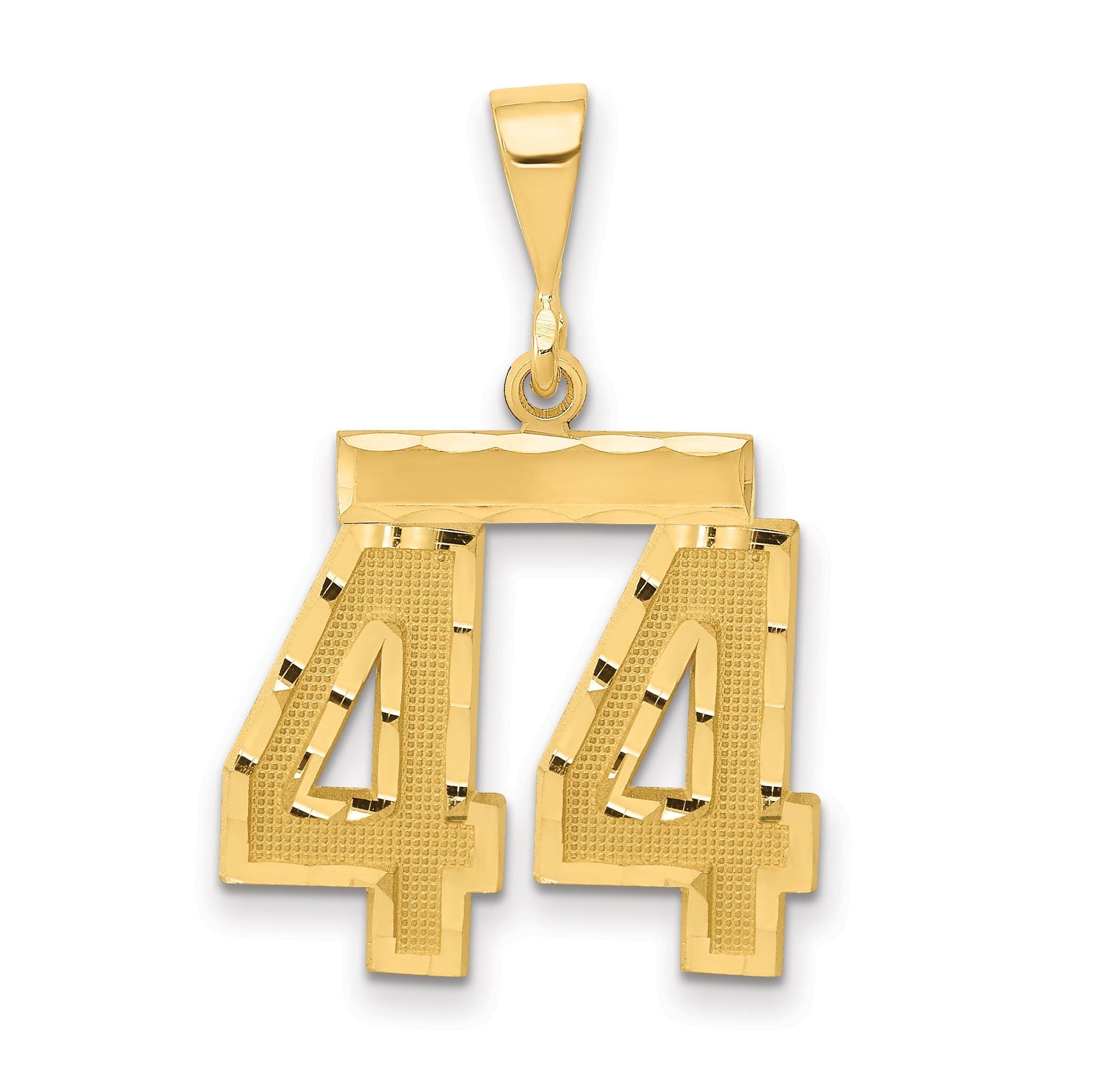 14K Gold Diamond-Cut Number 44 Charm with Polished Finish