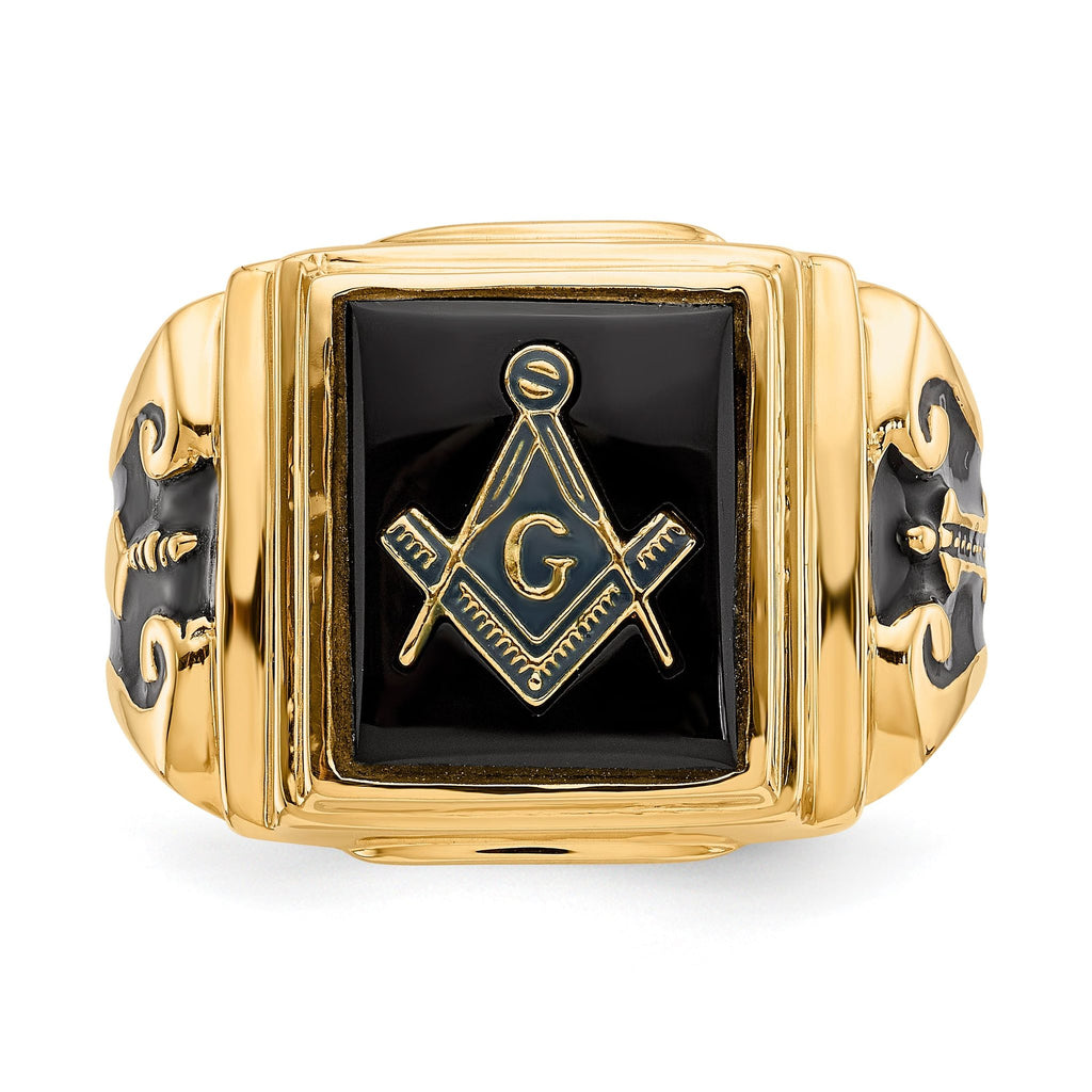 10k Men's Polished and Textured Masonic Ring Mounting (No Stone Included)