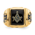 10k Men's Polished and Textured Masonic Ring Mounting (No Stone Included)